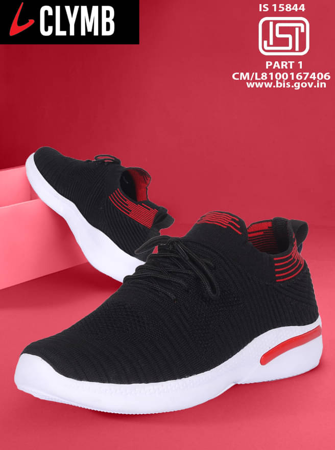 Clymb INDUS Black Men's Sports Running Shoes Clymb INDUS Black Men's Sports Running Shoes