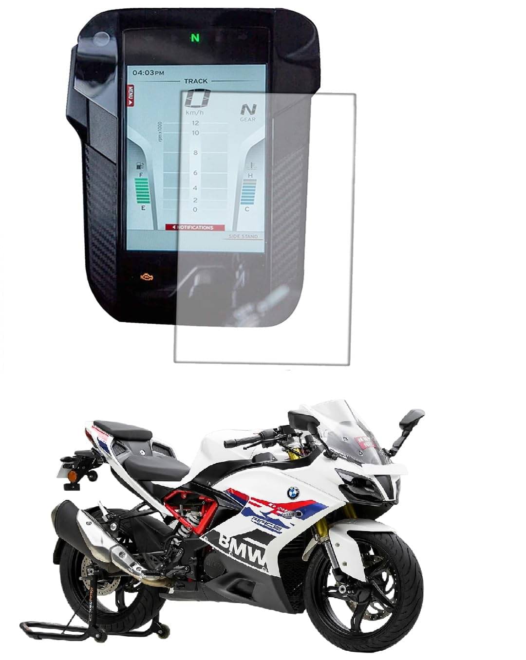 Company Fitted Full Screen Coverage Screen Guard with Installation Kit For Touchscreen Display Compatible for BMW G-310 RR Company Fitted Full Screen Coverage Screen Guard with Installation Kit For Touchscreen Display Compatible for BMW G-310 RR