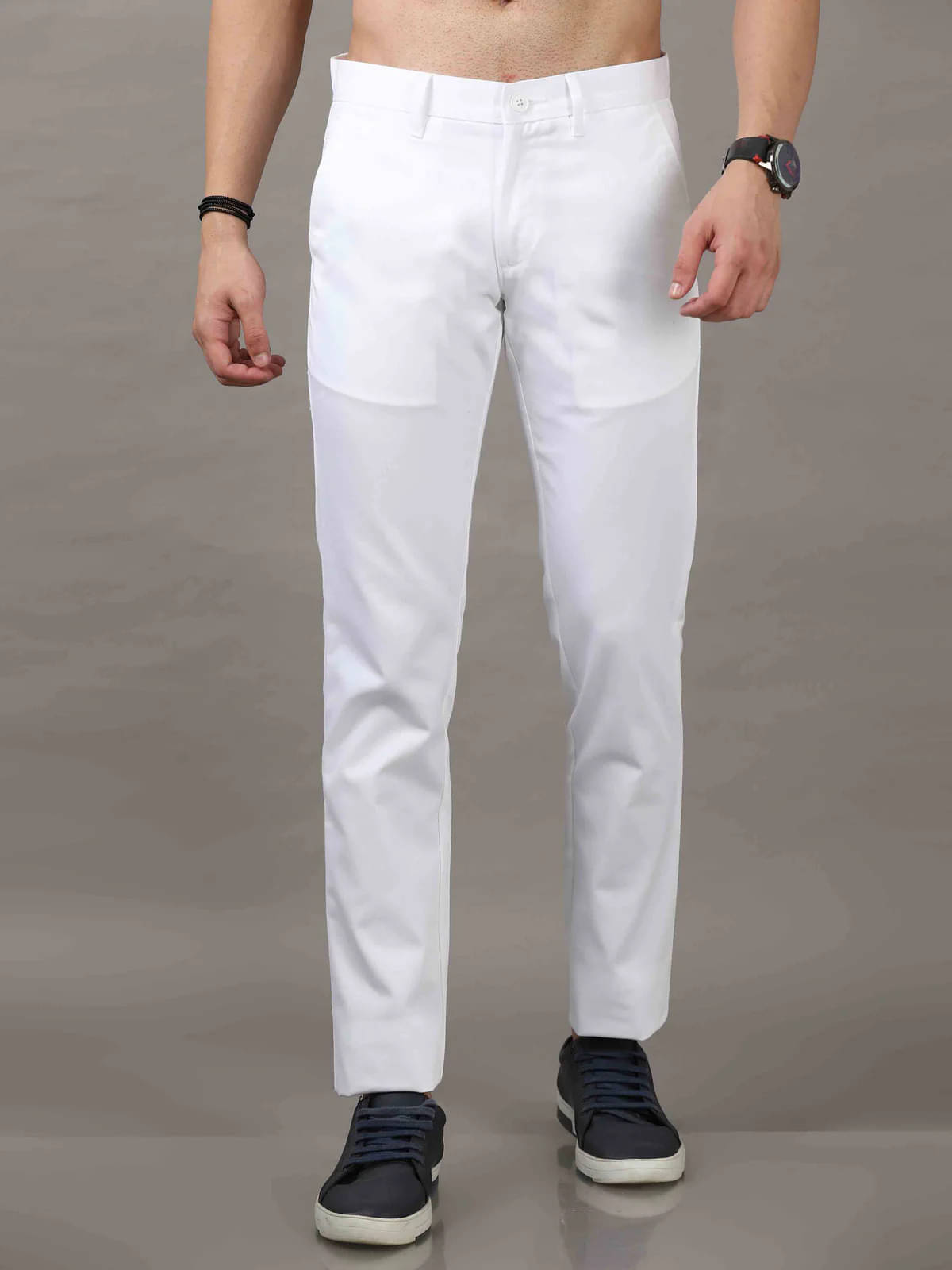     			Cool Colors Slim Flat Men's Chinos - White ( Pack of 1 )
