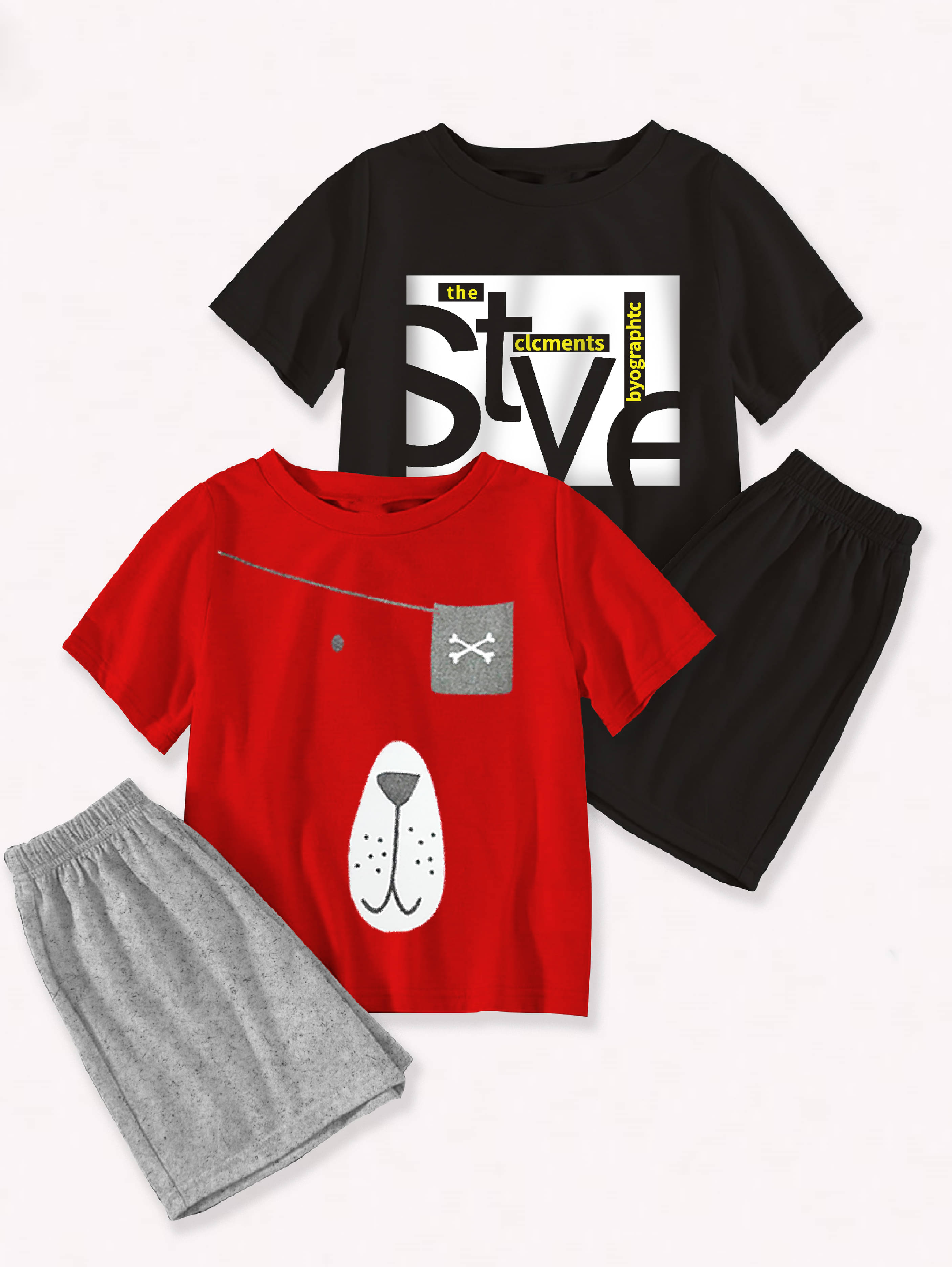     			Detees Pack of 2 Boys Cotton Blend T-Shirt & Shorts Set ( Multicolor 2 )