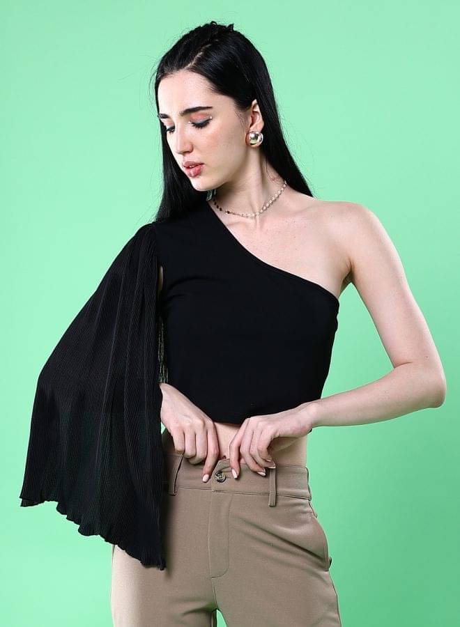     			Freehand Women's Polyester Asymmetrical Top ( Black )