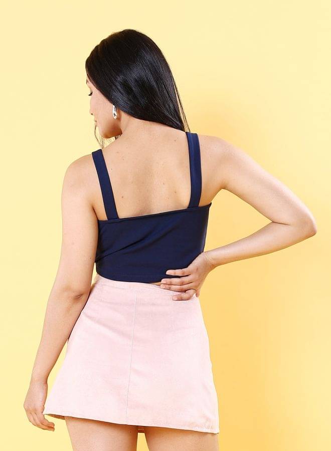     			Freehand Women's Polyester Crop Top ( Blue )