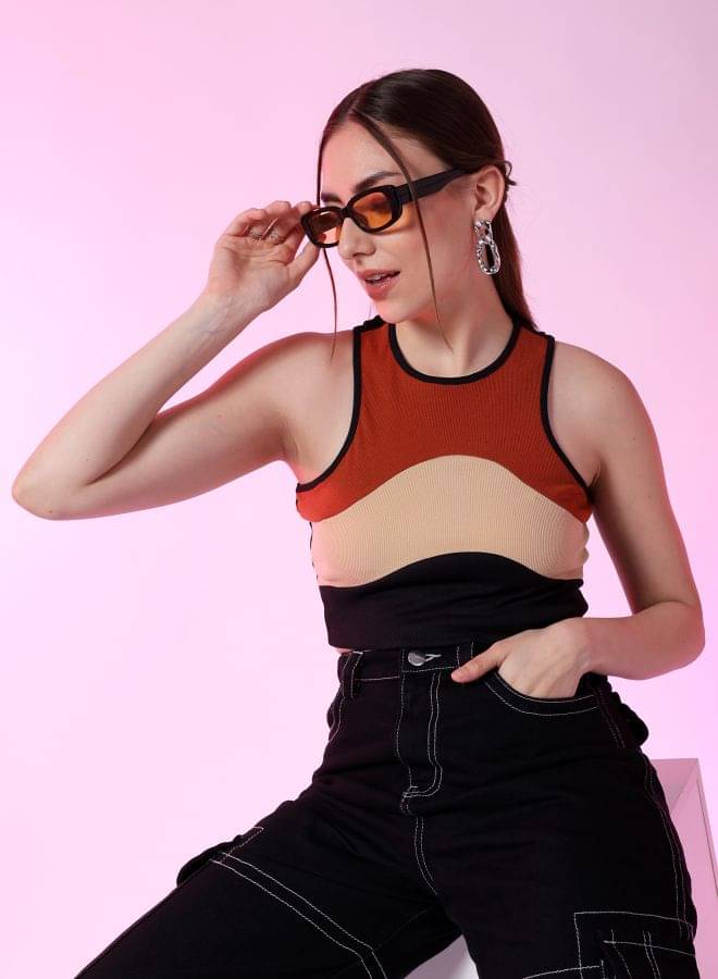 Freehand Women's Polyester Crop Top ( Multicolor ) Freehand Women's Polyester Crop Top ( Multicolor )