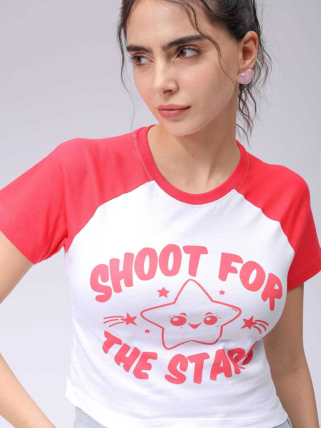     			Freehand Women Cotton Printed Slim Fit Round Neck T-Shirt ( Red )