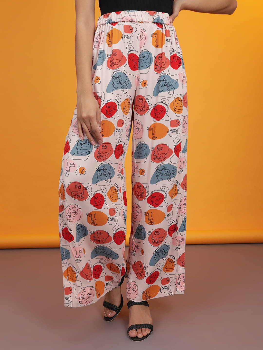     			Freehand Pack of 1 Viscose Flared Women's Casual Pants ( Pink )