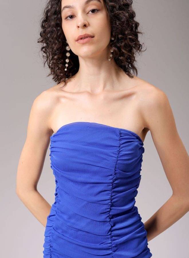     			Freehand Women Polyester Solid Bodycon Dress ( Blue )