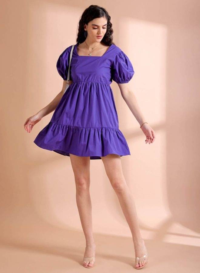     			Freehand Polyester Solid Mini Women's Wrap Dress - Purple ( Pack of 1 )