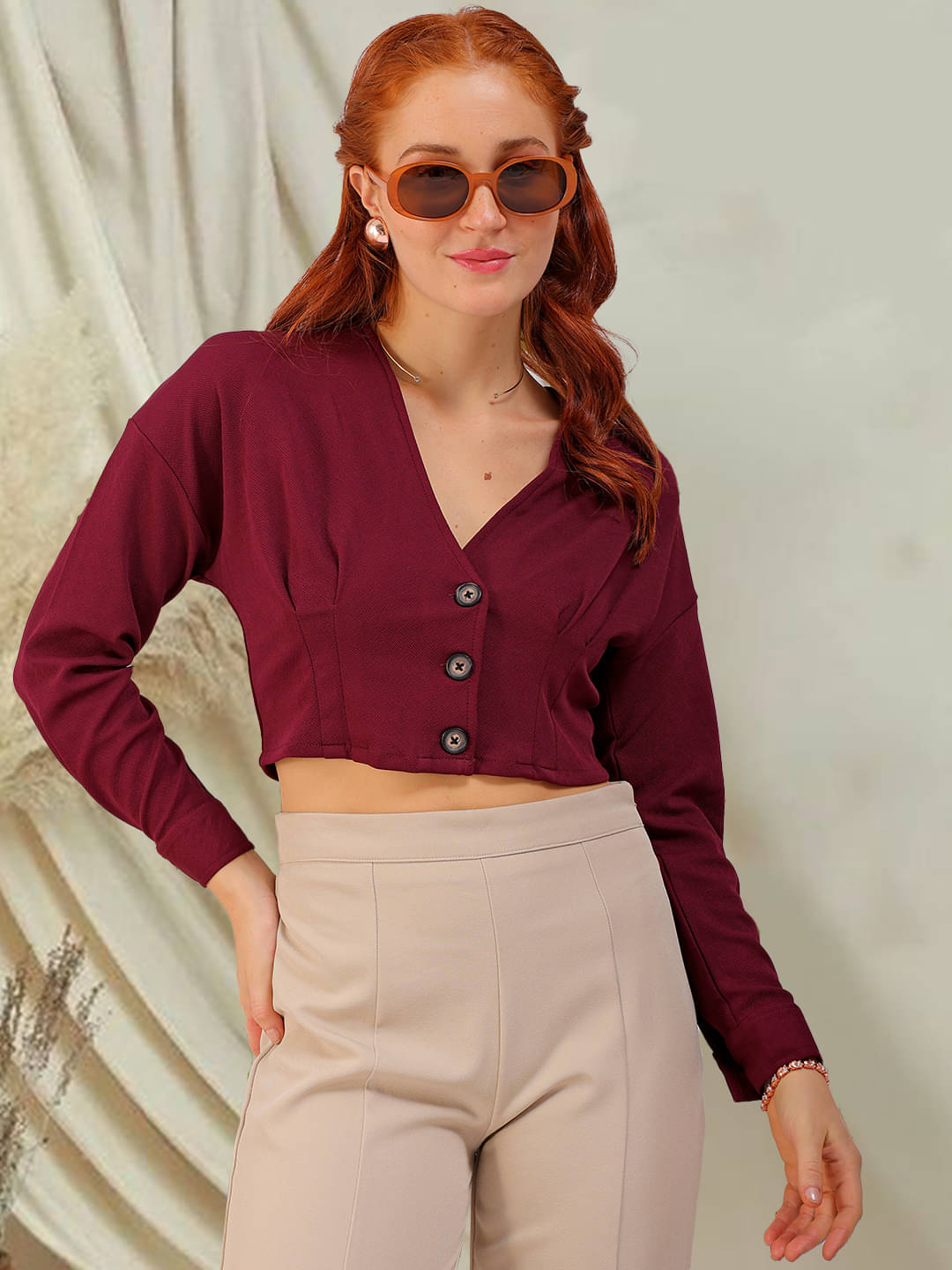     			Freehand Women's Polyester Regular Top ( Red )