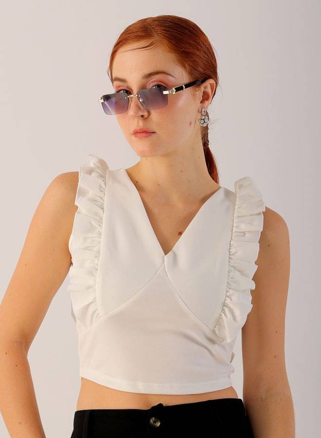 Freehand Women's Polyester Crop Top ( White ) Freehand Women's Polyester Crop Top ( White )