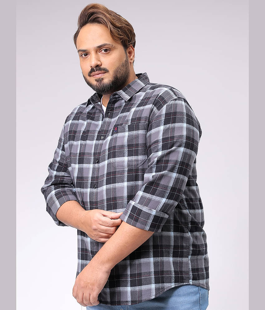 HARDSODA 100% Cotton Regular Fit Checks Full Sleeves Men's Casual Shirt - Grey ( Pack of 1 )