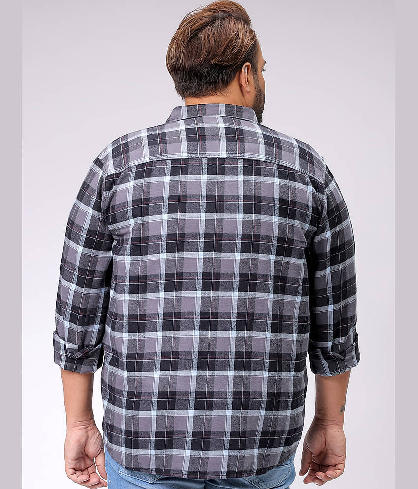 HARDSODA 100% Cotton Regular Fit Checks Full Sleeves Men's Casual Shirt - Grey ( Pack of 1 )
