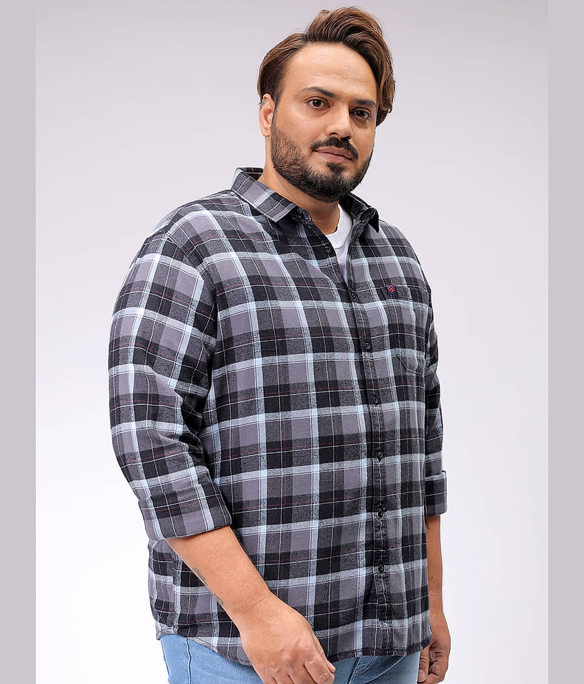 HARDSODA 100% Cotton Regular Fit Checks Full Sleeves Men's Casual Shirt - Grey ( Pack of 1 )
