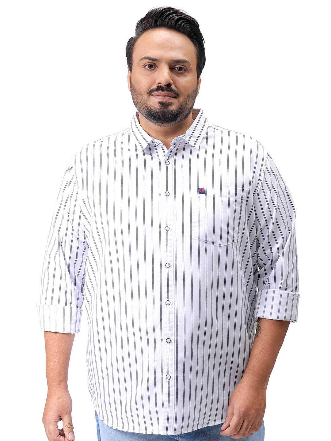     			HARDSODA Poly Cotton Regular Fit Striped Full Sleeves Men's Casual Shirt - White ( Pack of 1 )