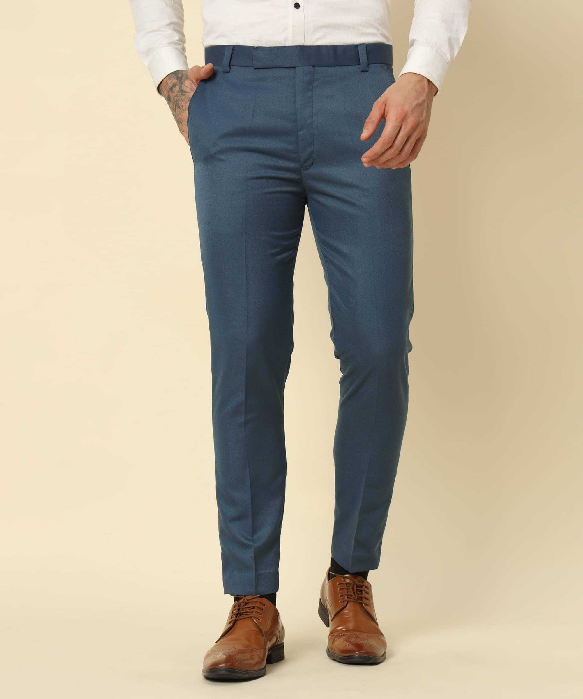     			HEMLOCK Regular Flat Men's Formal Trouser - Blue ( Pack of 1 )