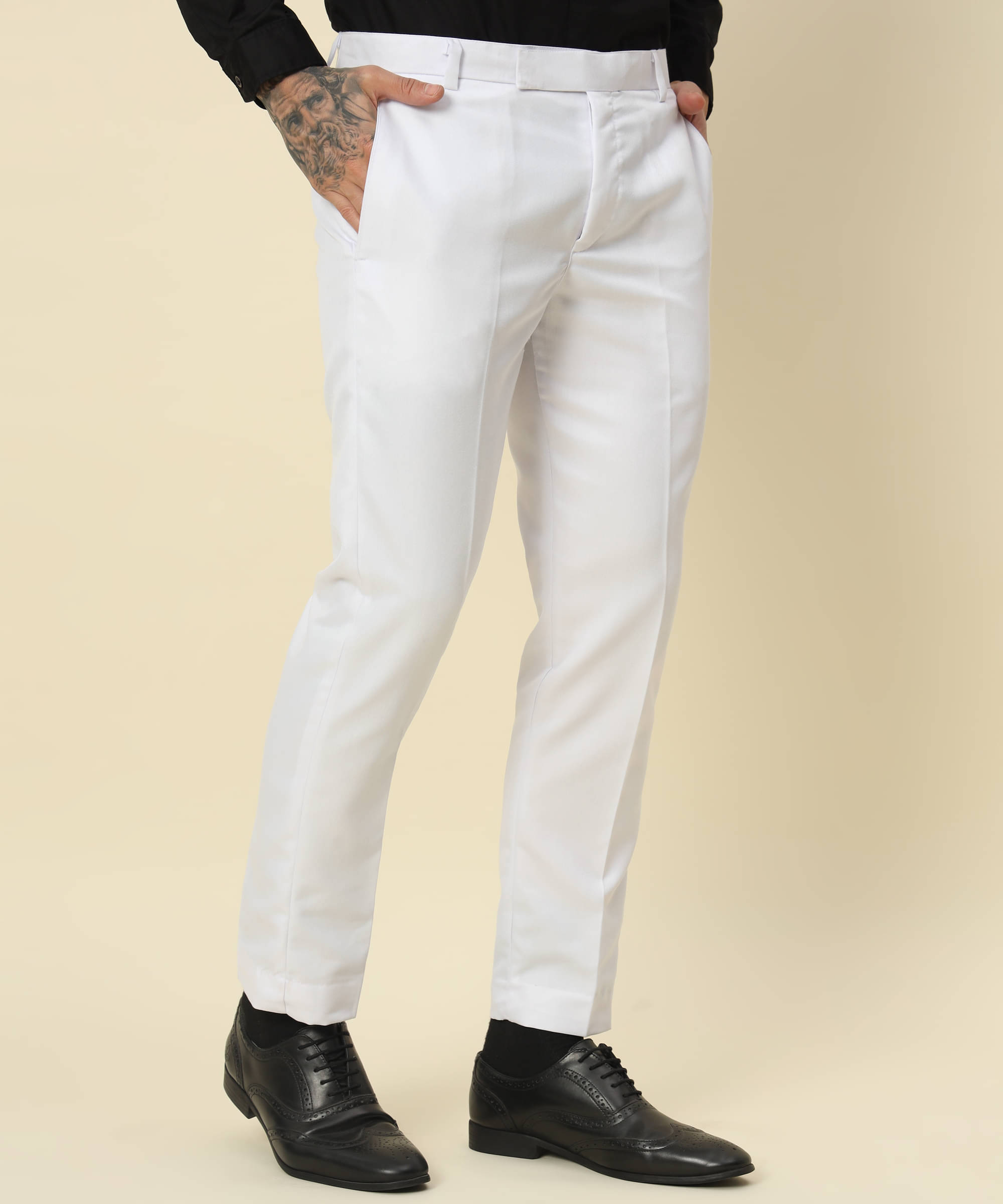     			HEMLOCK Regular Flat Men's Formal Trouser - White ( Pack of 1 )