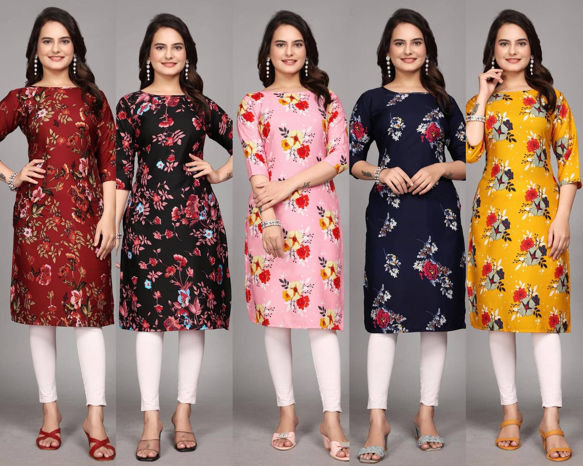 KALAVRITTA Pack of 1 Crepe Printed Straight Women's Kurti - ( Multicolor )     			KALAVRITTA Pack of 1 Crepe Printed Straight Women's Kurti - ( Multicolor )