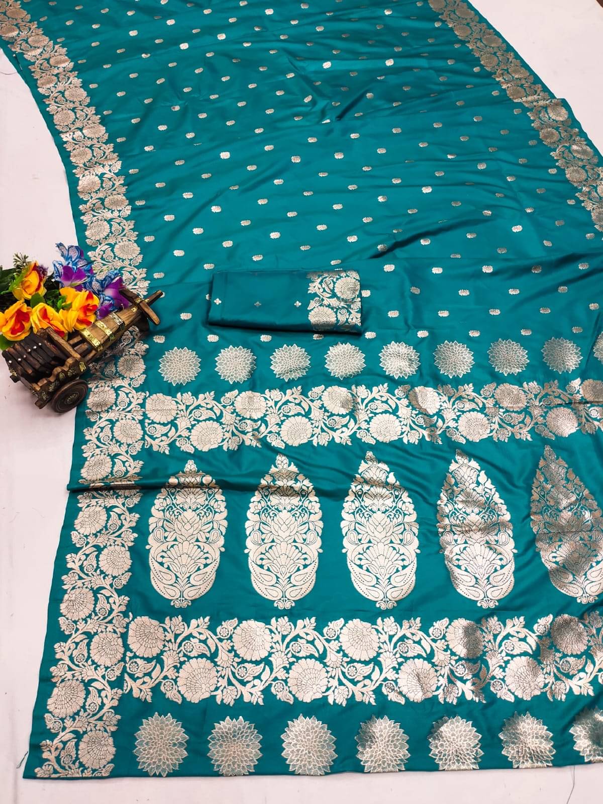     			Kalpana Creation Kanjivaram Silk Woven Saree With Unstitched Blouse Piece ( SkyBlue )