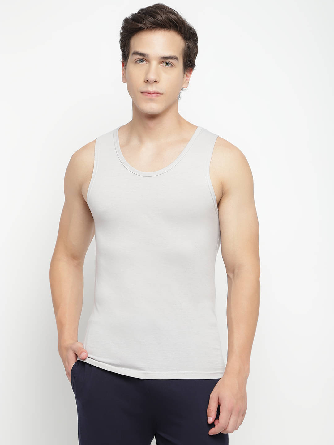     			La Intimo Pack of 1 Cotton Tank For Men ( Grey )