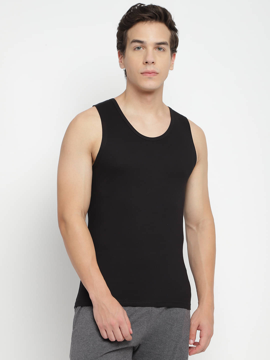     			La Intimo Pack of 1 Cotton Tank For Men ( Black )