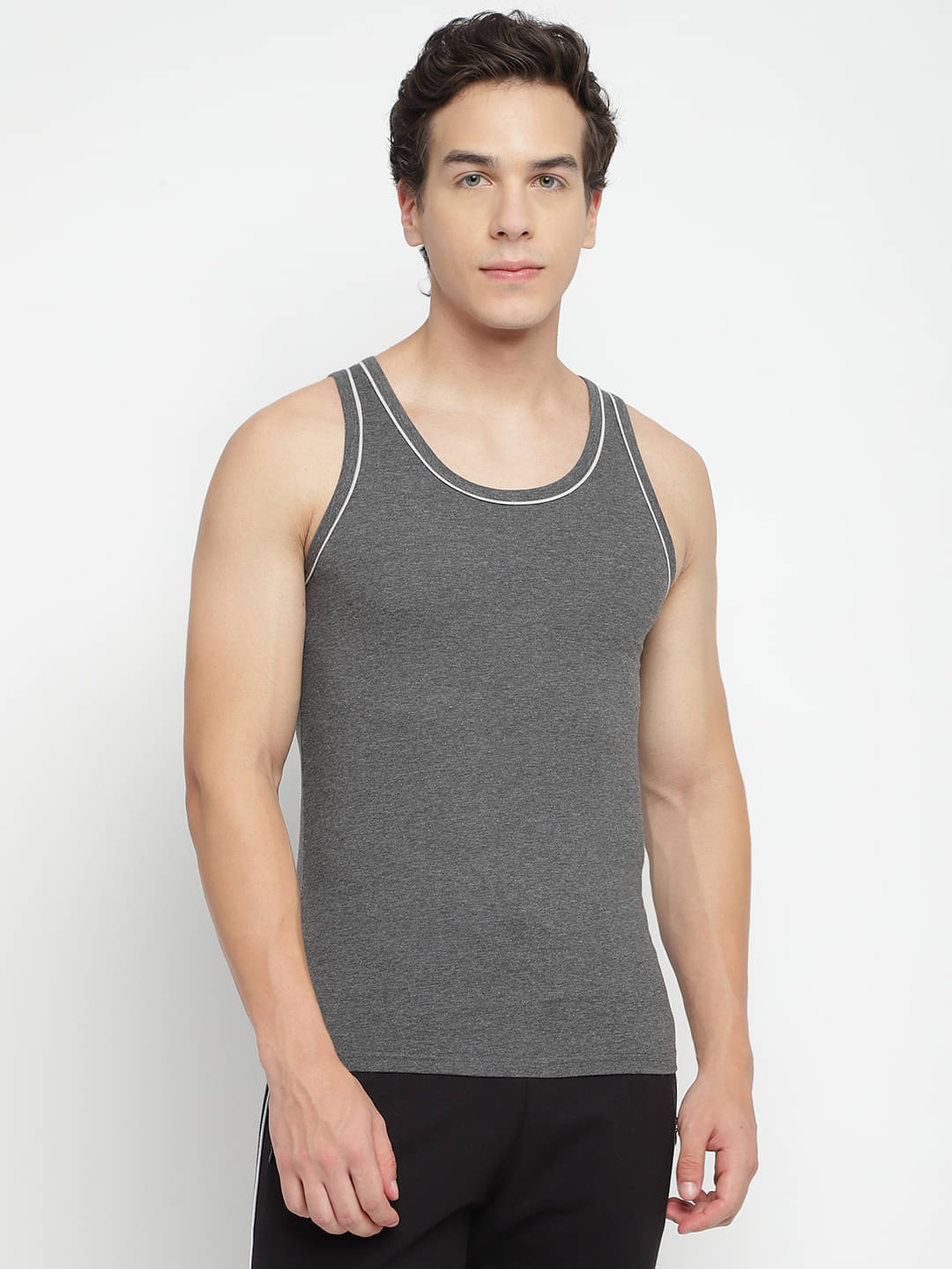     			La Intimo Pack of 1 Cotton Gym Vest For Men ( Charcoal )