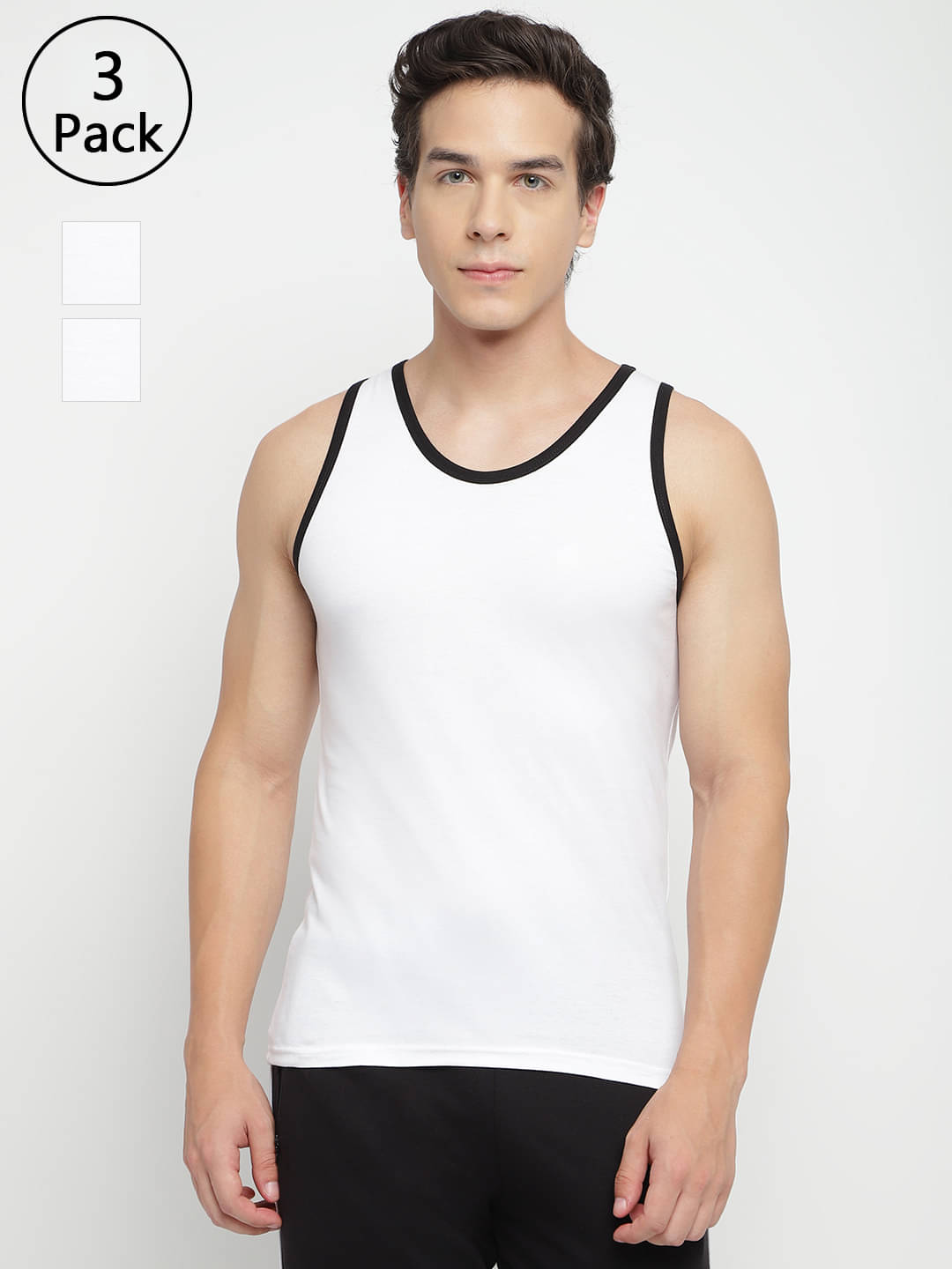 La Intimo Pack of 3 Cotton Tank For Men ( White )     			La Intimo Pack of 3 Cotton Tank For Men ( White )