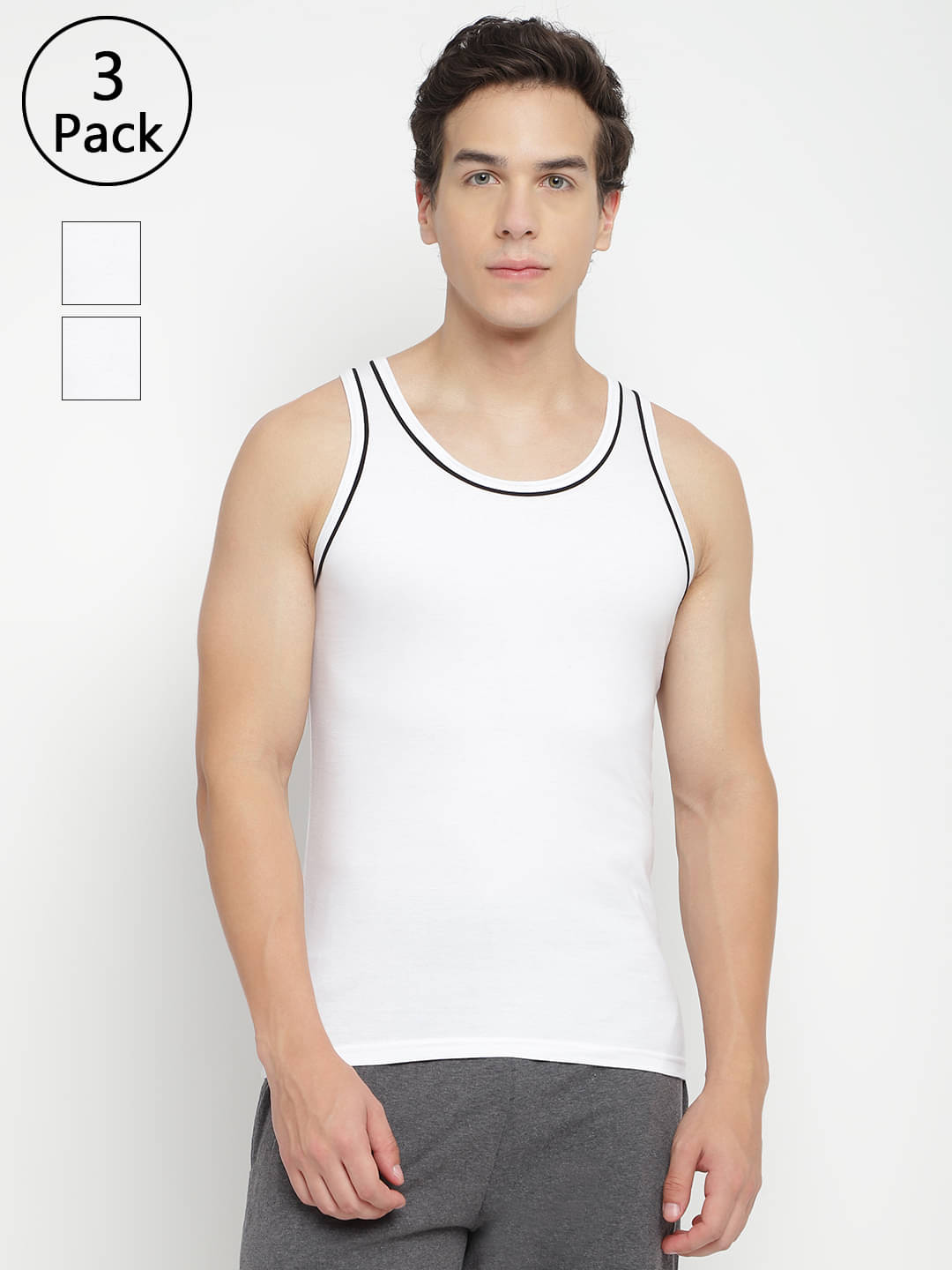 La Intimo Pack of 3 Cotton Gym Vest For Men ( White ) La Intimo Pack of 3 Cotton Gym Vest For Men ( White )