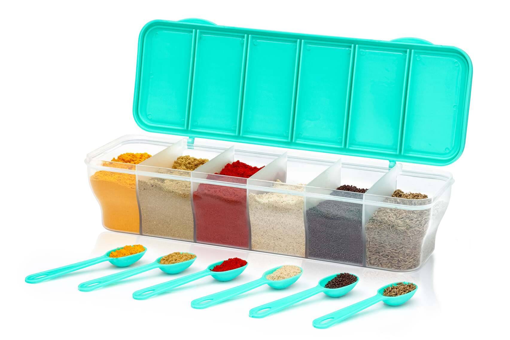    			MAGICSPOON Spice Container Set Plastic Aqua Green Spice Container ( Set of 1 )