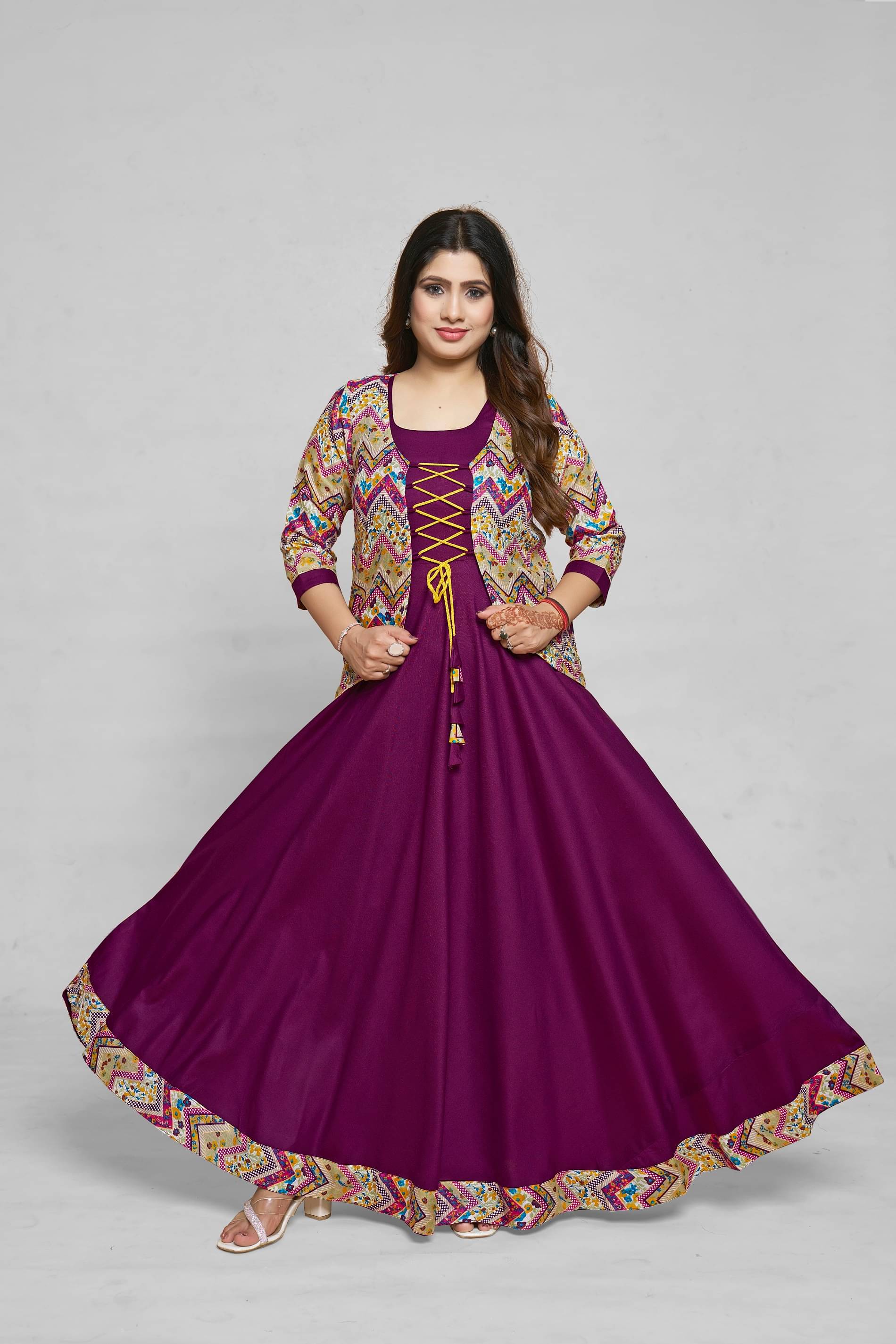 MEEESORRA Pack of 1 Viscose Rayon Printed Anarkali Women's Kurti - ( Wine ) MEEESORRA Pack of 1 Viscose Rayon Printed Anarkali Women's Kurti - ( Wine )