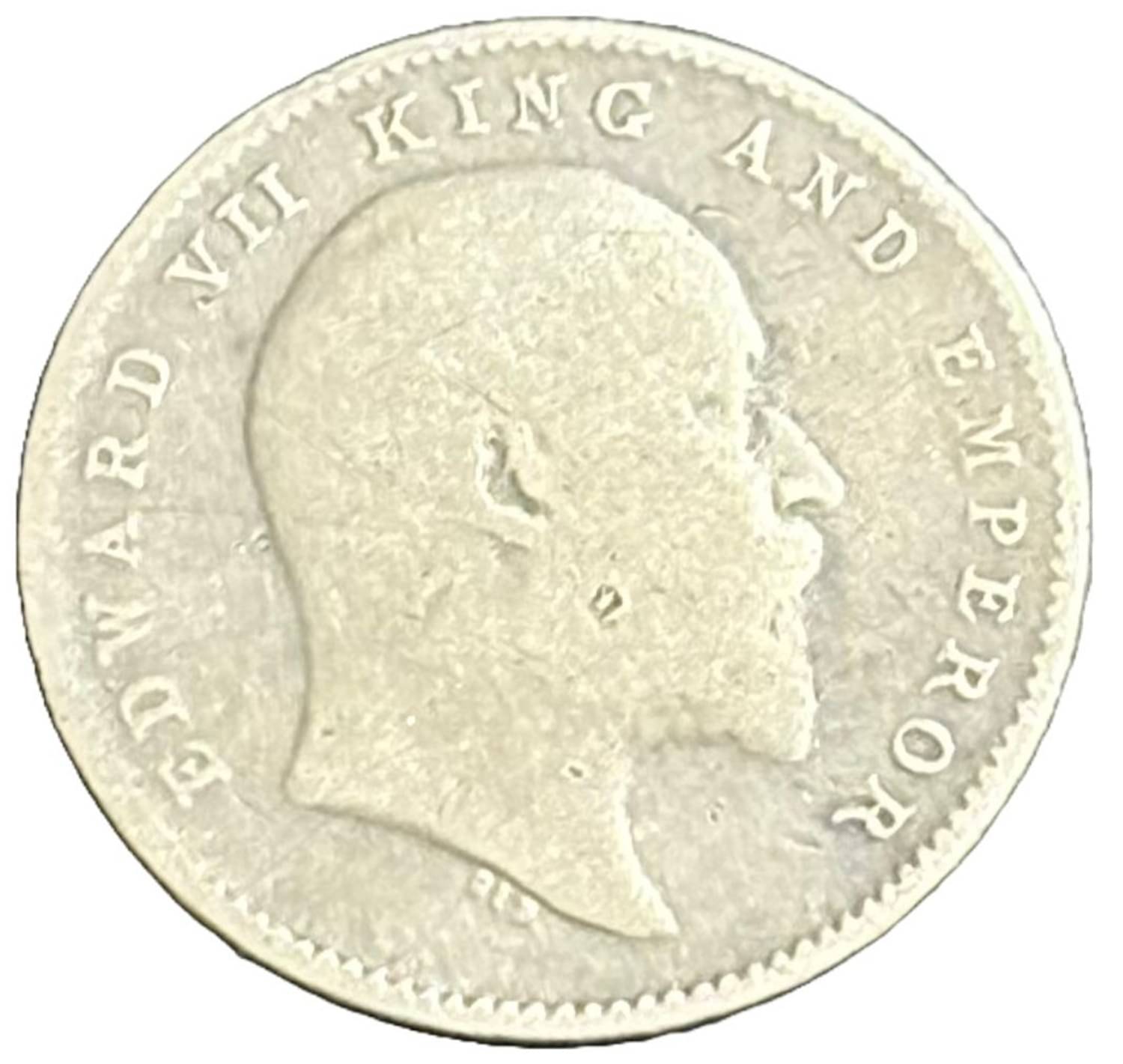 Most Rare 1907 Silver Two Annas High Grade Edward VII British India Coin Most Rare 1907 Silver Two Annas High Grade Edward VII British India Coin