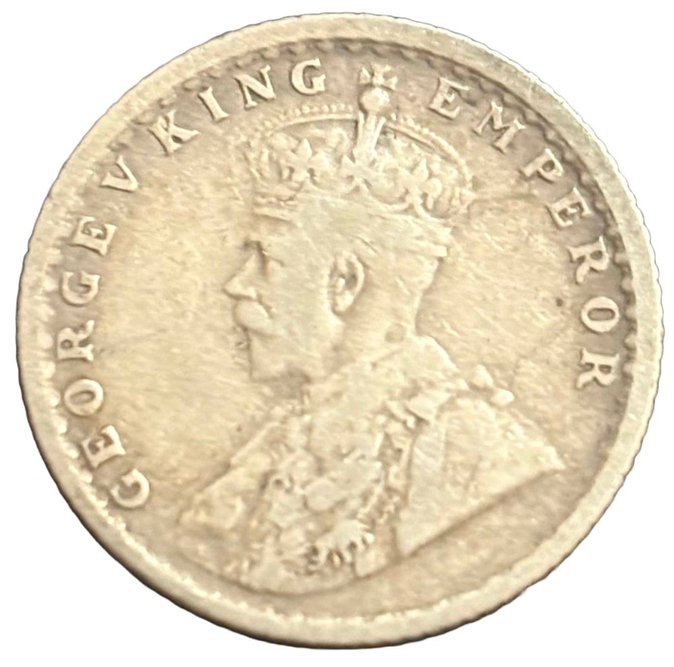 Most Rare 1930 Silver 1/4 Rupee Key Date George V British India Coin     			Most Rare 1930 Silver 1/4 Rupee Key Date George V British India Coin