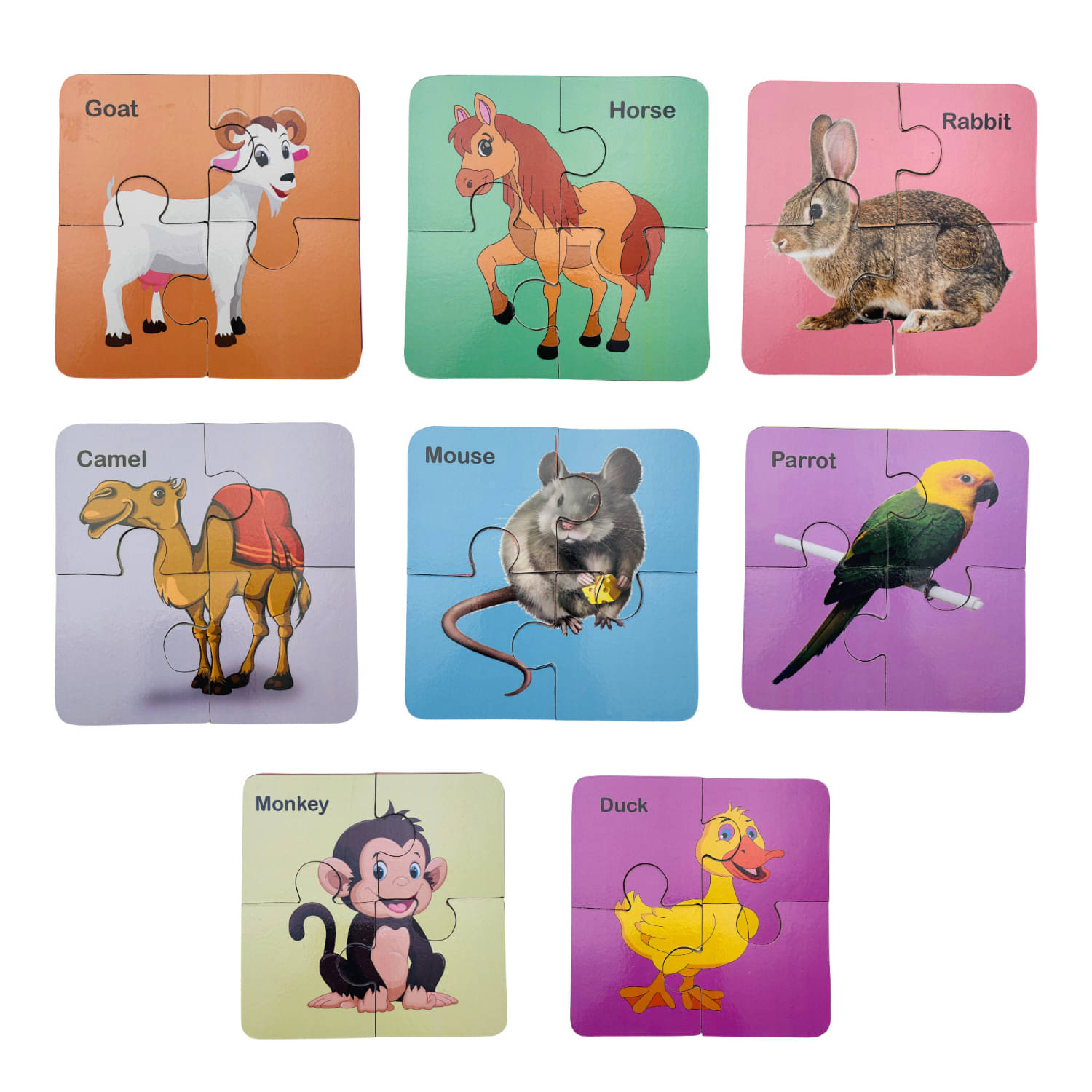     			Mr. Carve 8 in 1 First Fun & Educational Jigsaw Puzzles for Kids - 8 Wooden Puzzles - Age 2 Years Old & Above- Fun & Challenging Brain Booster Games - Domestic Animals