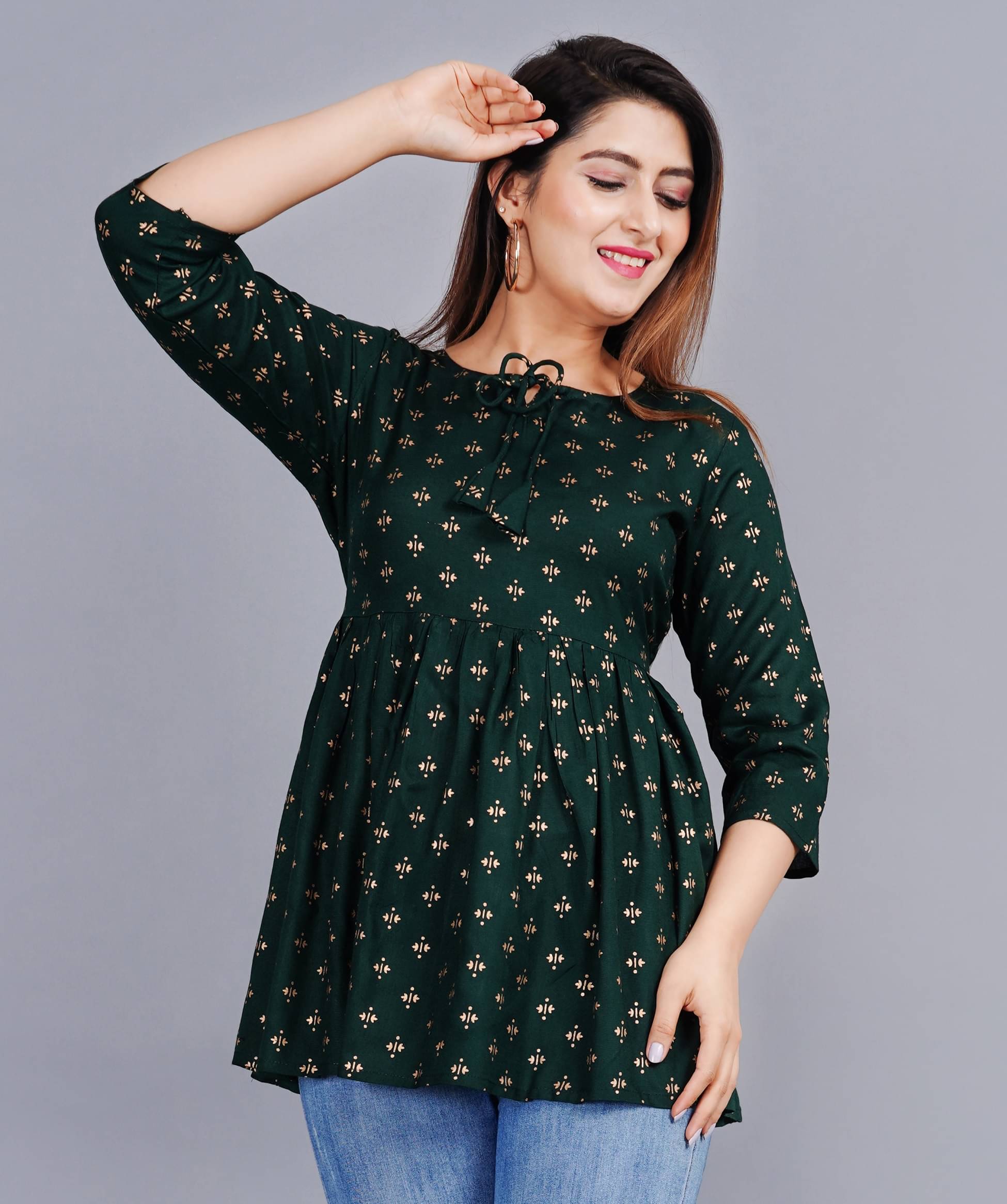     			NUPITAL Women's Rayon Peplum Top ( Green )