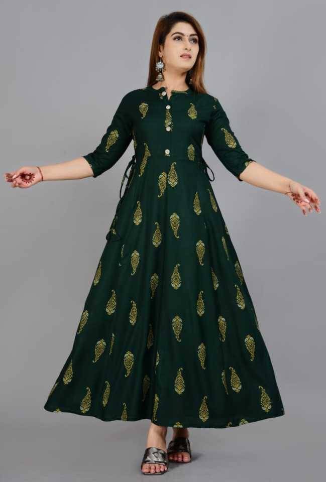 NUPITAL Pack of 1 Viscose Printed Anarkali Women's Kurti - ( Sea Green ) NUPITAL Pack of 1 Viscose Printed Anarkali Women's Kurti - ( Sea Green )