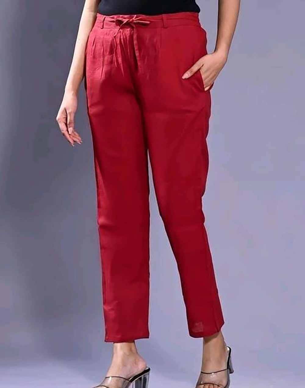     			OuterWear Pack of 1 Cotton Blend Regular Women's Casual Pants ( Maroon )