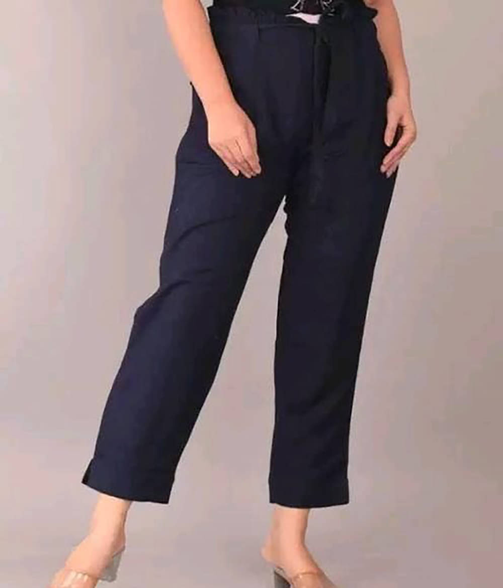     			OuterWear Pack of 1 Cotton Blend Slim Women's Casual Pants ( Blue )