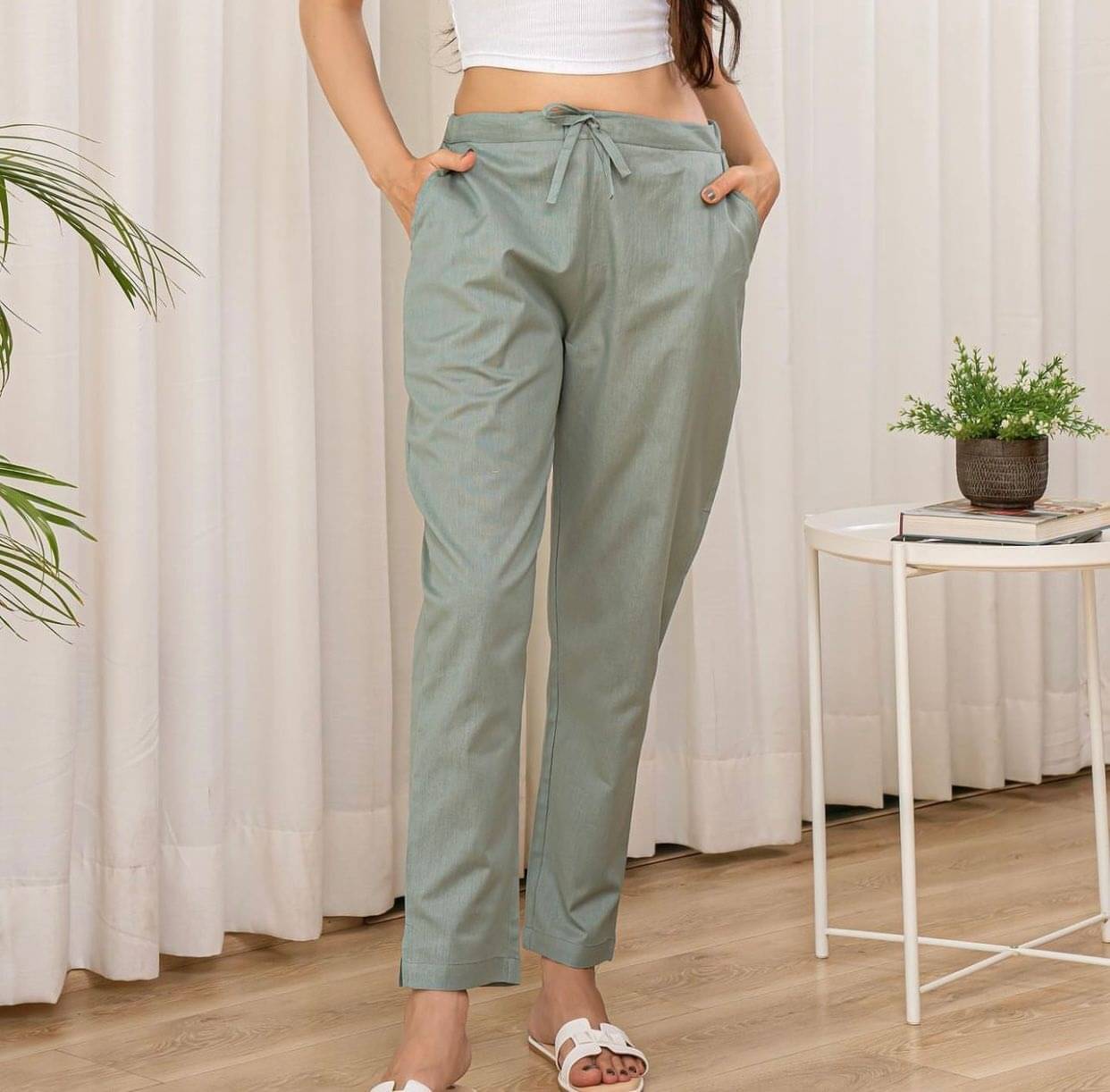     			OuterWear Pack of 1 Cotton Blend Regular Women's Casual Pants ( Grey )