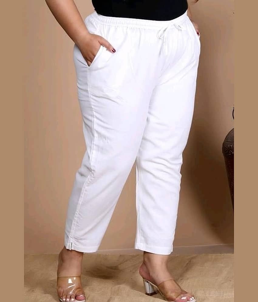 OuterWear Pack of 1 Cotton Blend Regular Women's Casual Pants ( White ) - Trousers | Buy online on ZillyBuy