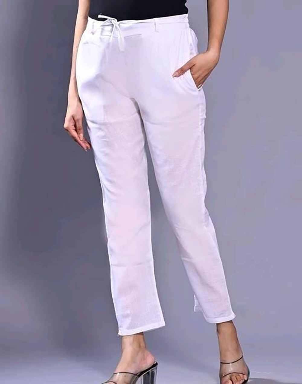     			OuterWear Pack of 1 Cotton Blend Regular Women's Casual Pants ( White )