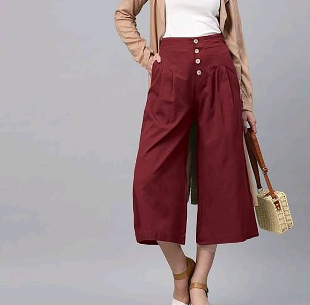     			OuterWear Pack of 1 Cotton Blend Regular Women's Casual Pants ( Maroon )