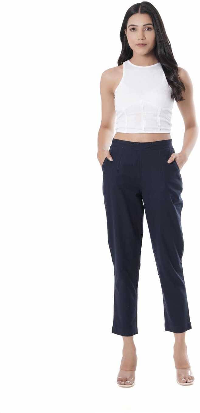     			OuterWear Pack of 1 Cotton Regular Women's Casual Pants ( Blue )