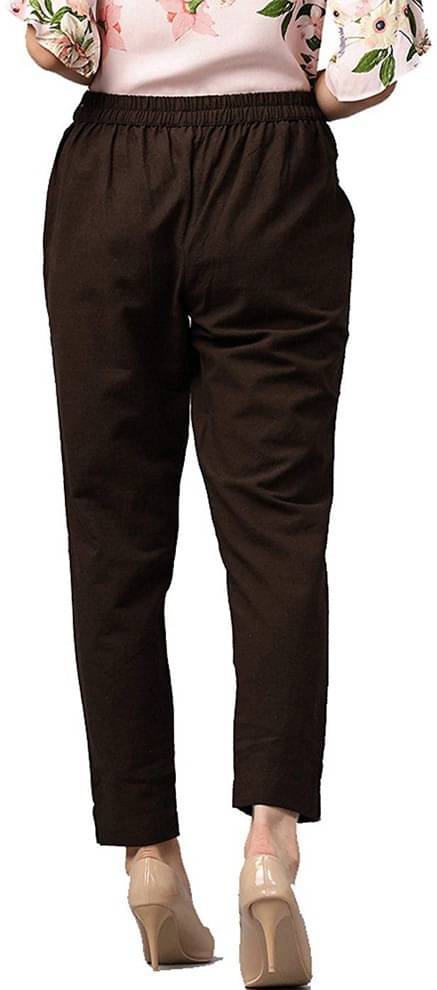     			OuterWear Pack of 1 Cotton Blend Tapered Women's Casual Pants ( Brown )