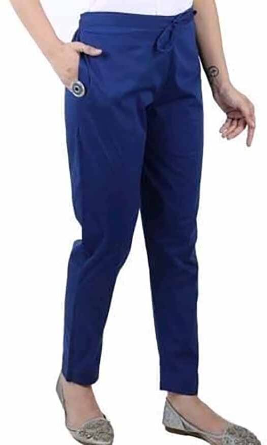     			OuterWear Pack of 1 Cotton Blend Regular Women's Casual Pants ( Blue )