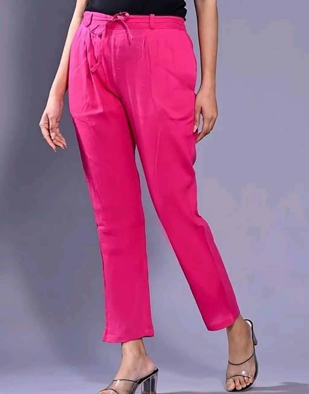     			OuterWear Pack of 1 Cotton Blend Regular Women's Casual Pants ( Pink )