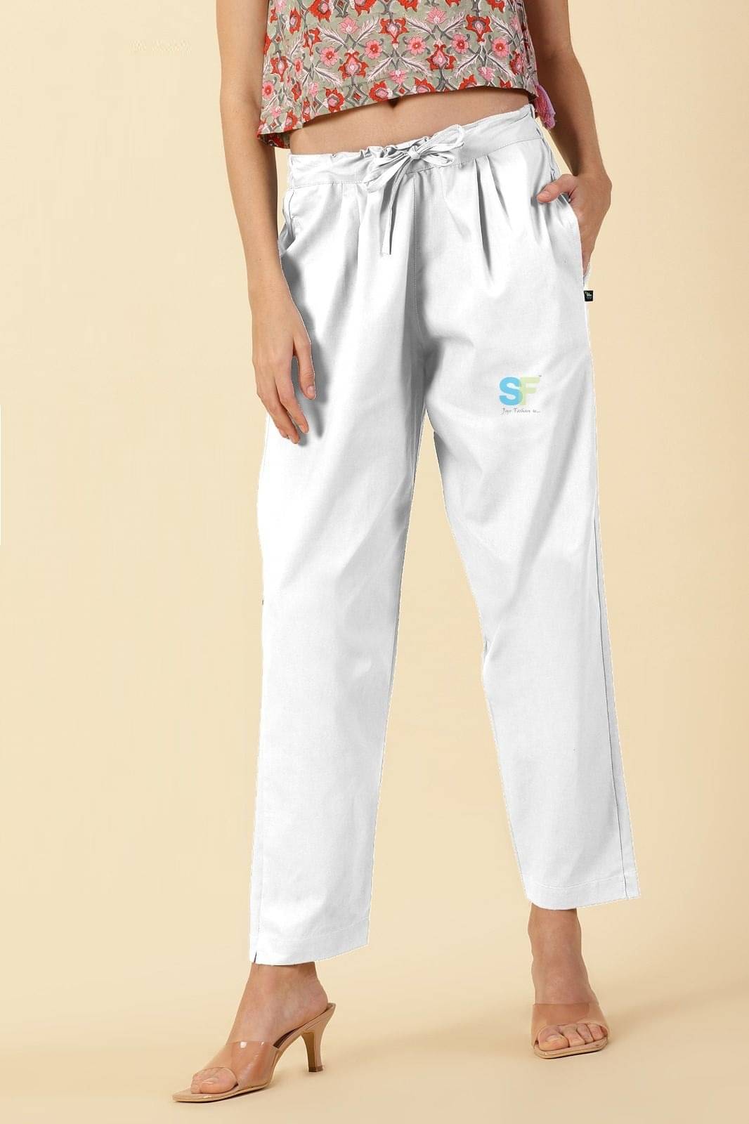     			OuterWear Pack of 1 Cotton Blend Regular Women's Casual Pants ( White )