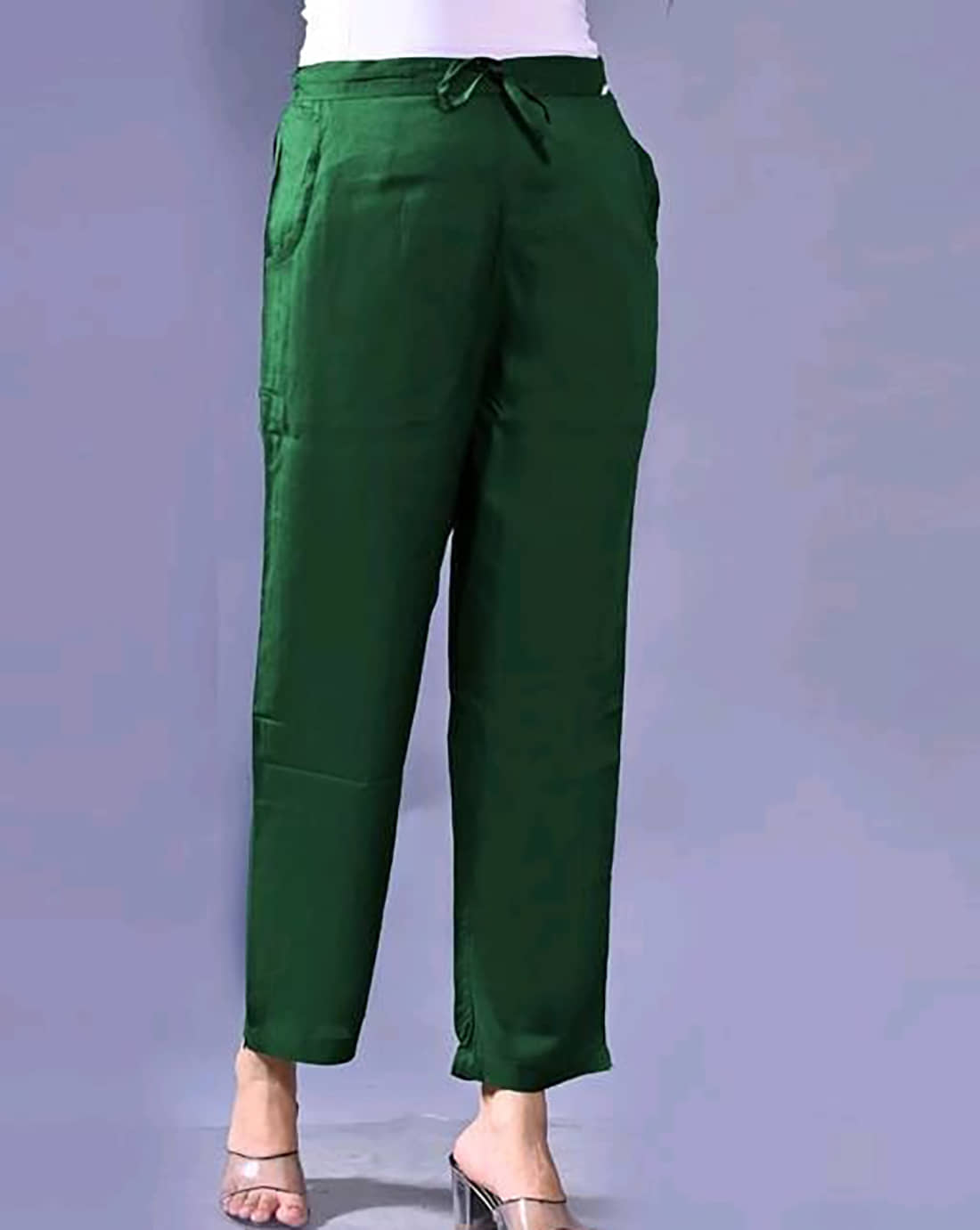 OuterWear Pack of 1 Cotton Blend Regular Women's Casual Pants ( Green ) - Trousers | Buy online on ZillyBuy