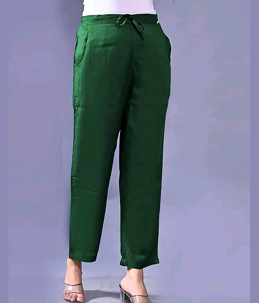 OuterWear Pack of 1 Cotton Blend Regular Women's Casual Pants ( Green ) - Trousers | Buy online on ZillyBuy