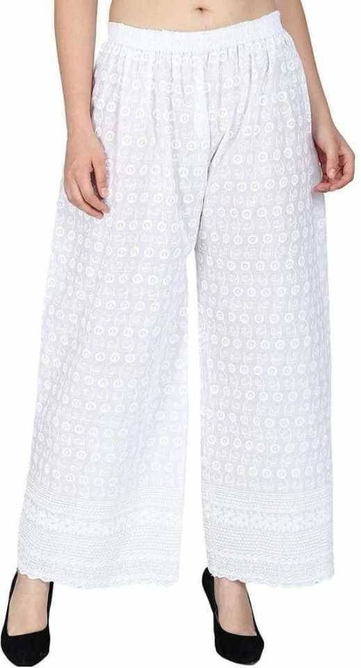 OuterWear Pack of 1 Cotton Blend Regular Women's Palazzos ( White ) OuterWear Pack of 1 Cotton Blend Regular Women's Palazzos ( White )