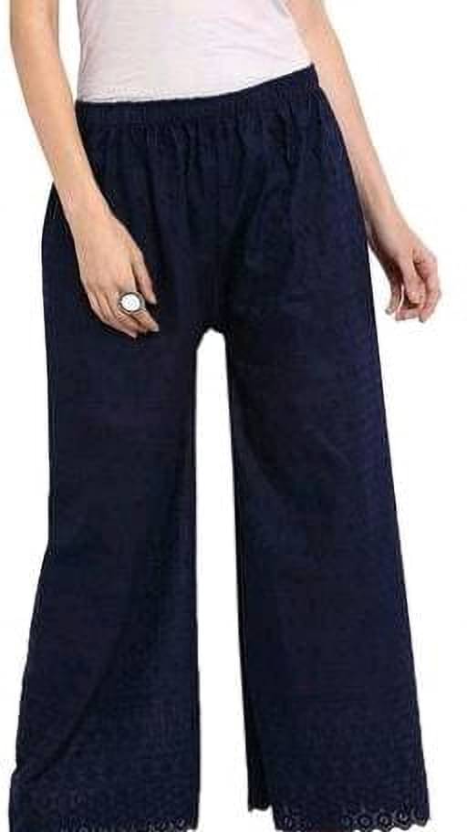 OuterWear Pack of 1 Cotton Blend Relaxed Women's Palazzos ( Blue )     			OuterWear Pack of 1 Cotton Blend Relaxed Women's Palazzos ( Blue )