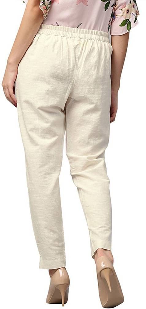     			OuterWear Pack of 1 Cotton Blend Tapered Women's Casual Pants ( Cream )