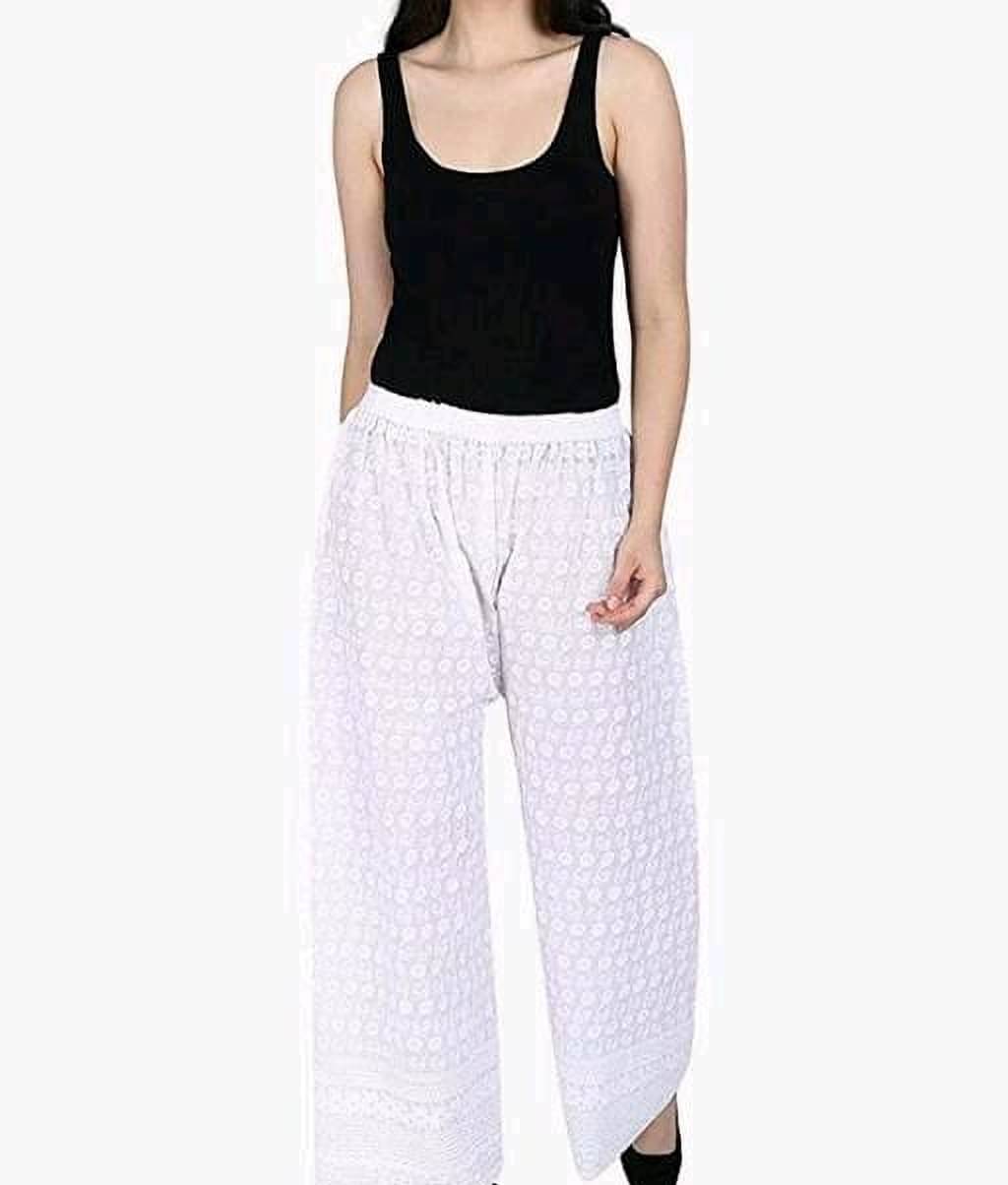     			OuterWear Pack of 1 Cotton Blend Relaxed Women's Palazzos ( White )